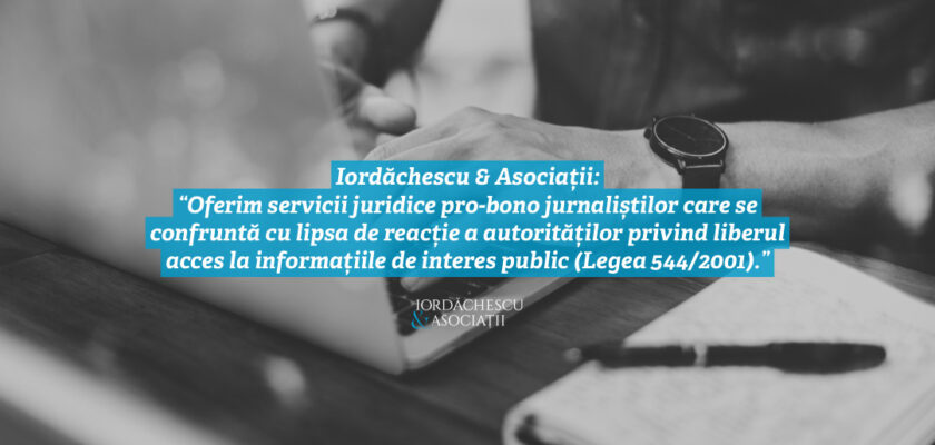 Comunicat de presa - Iordachescu Asociatii - Servicii pro bono jurnalisti