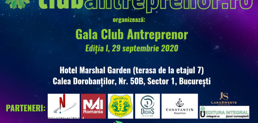 clubantreprenor.ro organizează: Gala Club Antreprenor, Ediția I, 29 septembrie 2020