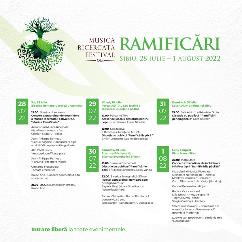 Musica Ricercata Festival OP. 4 “Ramificări” aduce muzica clasică la Sibiu