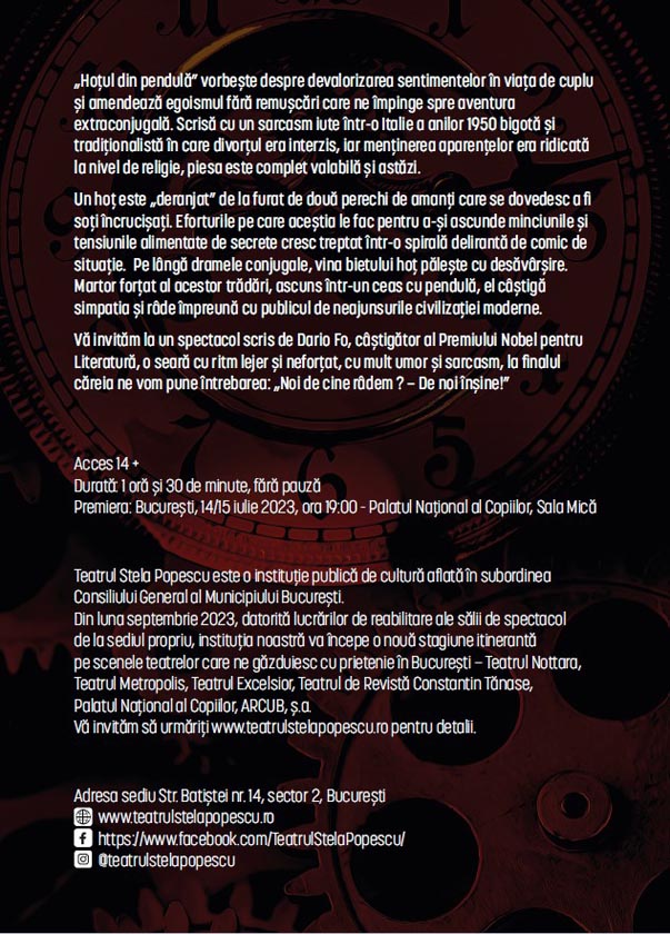 Hotul din pendula - Teatrul Stela Popescu, 2023