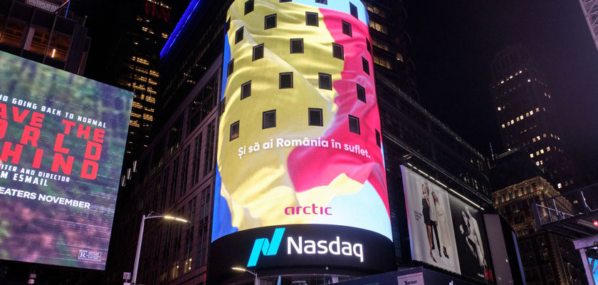 Arctic_Nasdaq Arctic a sărbătorit Ziua Națională a României cu un mesaj în Times Square, New York
