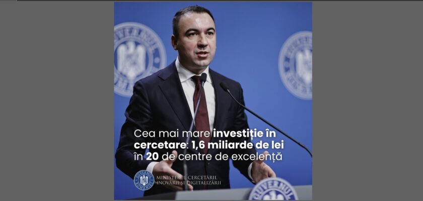 cover ZP MCID anunță cea mai mare investiție făcută vreodată în cercetarea românească 20 de centre de excelență în cercetare vor fi finanțate cu 1,6 miliarde de lei