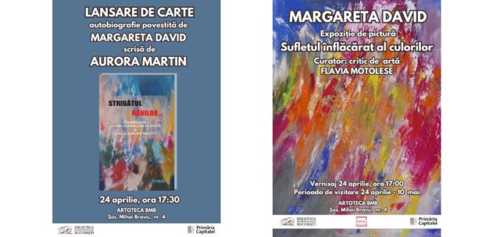 Expoziție de pictură și lansare de carte BMB Margareta David Aurora Martin STRIGĂTUL RĂNILOR Sufletul înflăcărat al culorilor