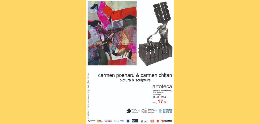 Expoziție de pictură și sculptură la Artoteca BMB Carmen Poenaru & Carmen Chițan pictură & sculptură