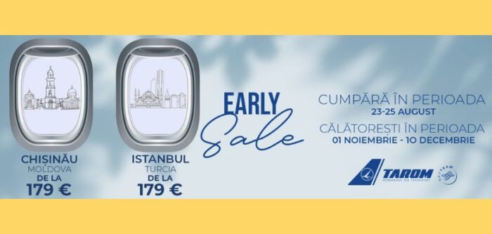 TAROM lansează oferte imbatabile Zboară spre Chișinău și Istanbul de la doar 179 euro