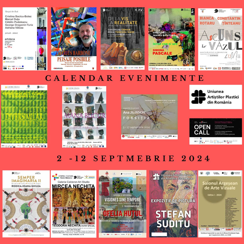 Uniunea Artiștilor Plastici din România propune noi evenimente vizuale care vor debuta în perioada 2 8 septembrie macheta grafica instagram