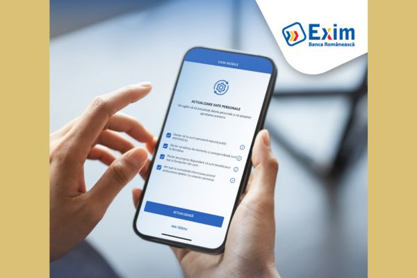 Exim Banca Românească facilitează actualizarea datelor personale prin internet mobile banking