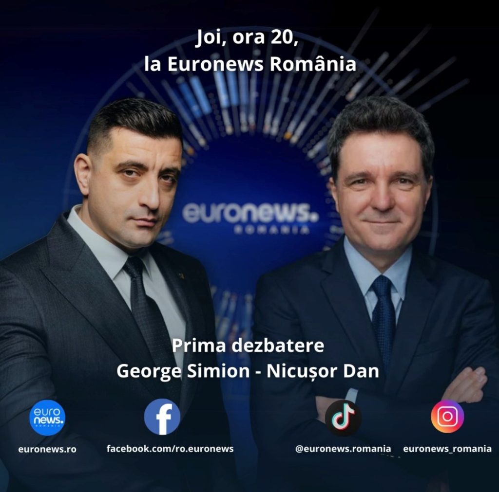Dezbatere electorala Nicușor Dan George Simion alegeri prezidențiale 2025 Euronews România