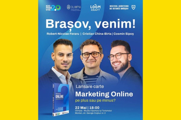 Kooperativa 2.0 lansează în Brașov cartea Marketing Online pe plus sau pe minus un ghid din culisele mediului digital