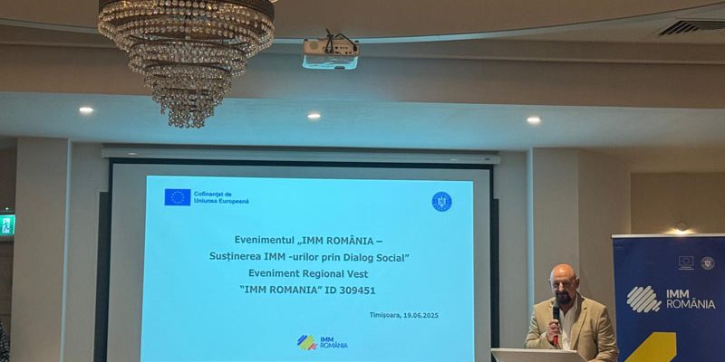 IMM România, IMM Timiș, dialog social, dezvoltare economică Vest, antreprenori Timiș, HORETIM, politici pentru IMM, eveniment IMM 2025