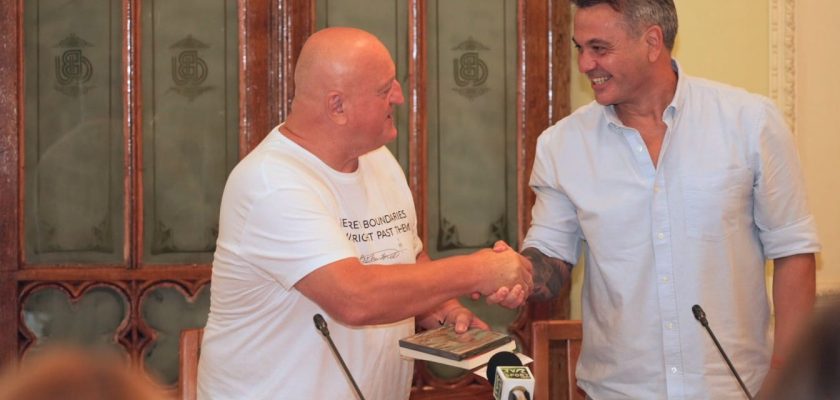 72 de ore de înot pentru copiii în dificultate Conferinta de presa_Martin Strel, Mihai Badea
