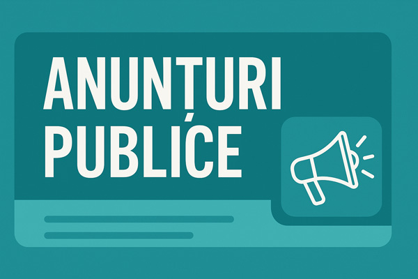 Anunțuri publice din diverse domenii Finanțare, Adunări Generale, Convocatoare, Achiziții Publice, Mediu, Citații, Sentințe, Somații, Licitații (2)