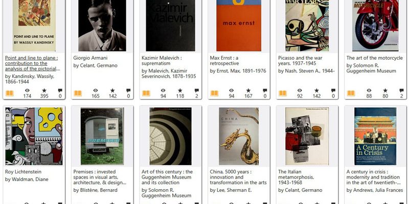 Guggenheim, cărți de artă gratuite, archive.org, educație culturală, cataloage expoziții, artă modernă, artă contemporană
