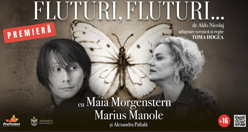 Fluturi Fluturi spectacol, Maia Morgenstern, Noi 4 Lia Bugnar, spectacole teatru București, Marius Manole, teatru românesc, Prestige Art Production