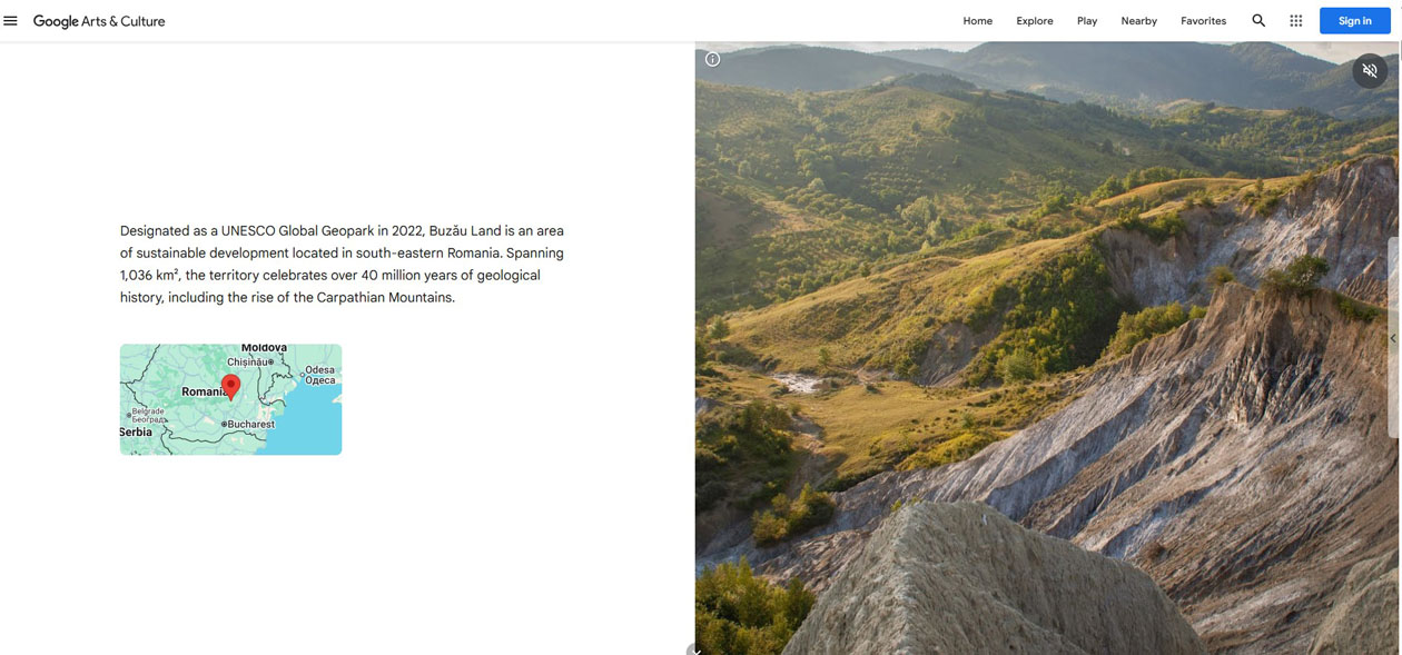 Ținutul Buzăului, Google Arts & Culture, UNESCO, Vulcanii Noroioși, geoparc România, patrimoniu natural, patrimoniu cultural, turism România, dezvoltare durabilă, mândrie locală