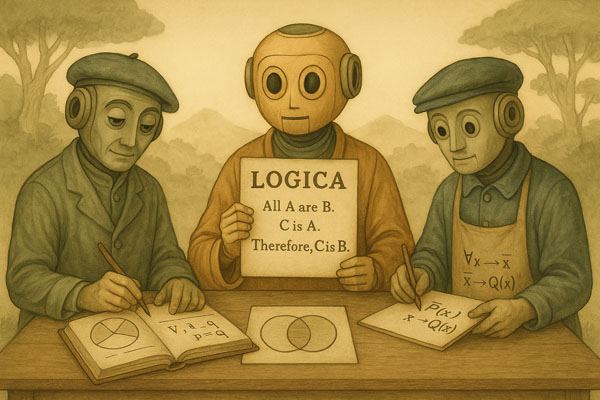 lumea logicii, inteligență artificială, emoție vs rațiune, existențialism digital, Întreb AI deci exist, reflecție filosofică, echilibru logică-emoție, logică pură_1