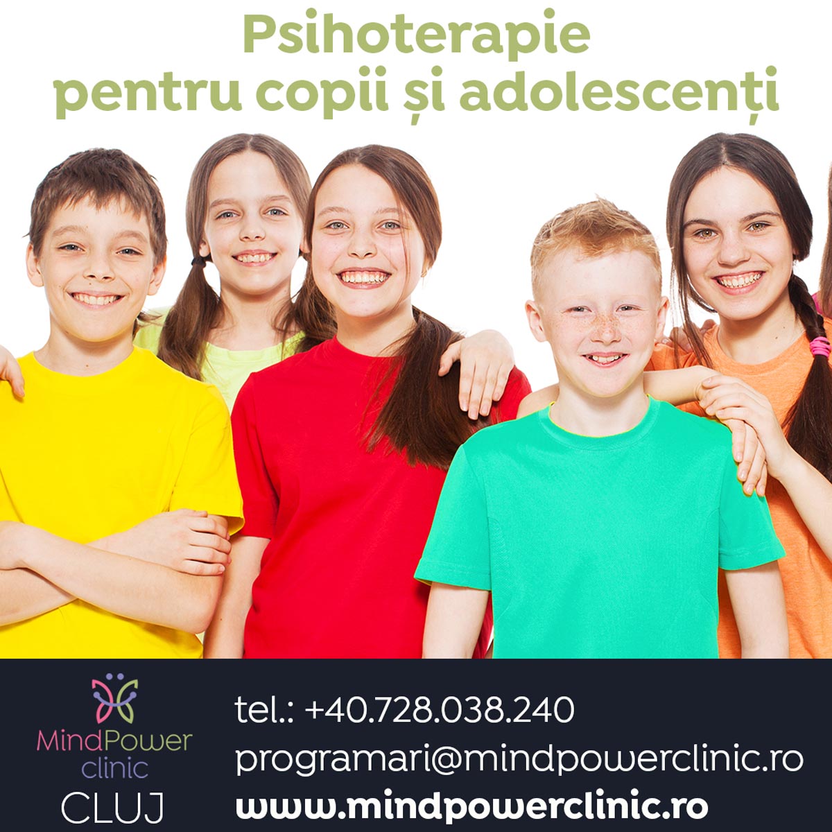 psihoterapie copii, MindPower Clinic, sănătate emoțională copii, terapie pentru adolescenți, sprijin emoțional, dezvoltare emoțională, intervenție timpurie, psiholog copii