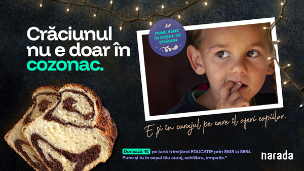 Narada, Punem sens în coșul de Crăciun, campanie educație, coș de valori, gândire critică elevi, programe școlare Narada, donații educație