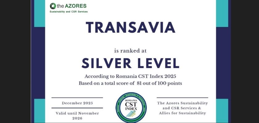 TRANSAVIA, nivel Silver în CST Index 2025 sustenabilitate
