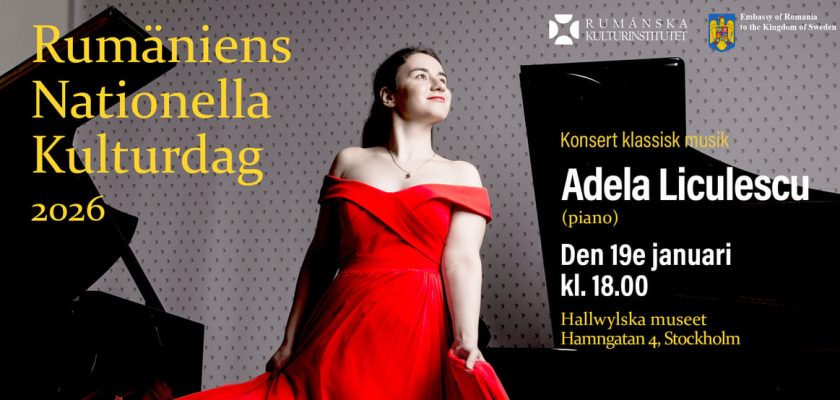 Pianista Adela Liculescu, în recital extraordinar la Stockholm de Ziua Culturii Naționale Muzeul Hallwyl