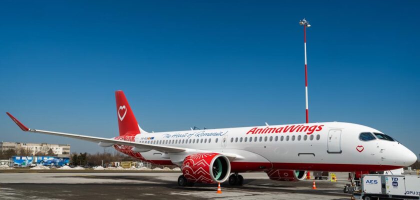 flota AnimaWings, aeronava Airbus A220, zboruri Europa AnimaWings, aviatie Romania
