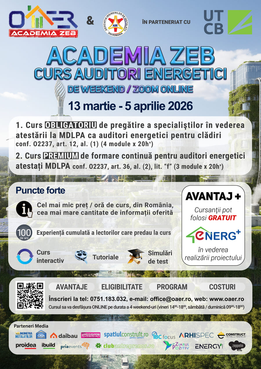 Cursuri auditori energetici primavara 2026