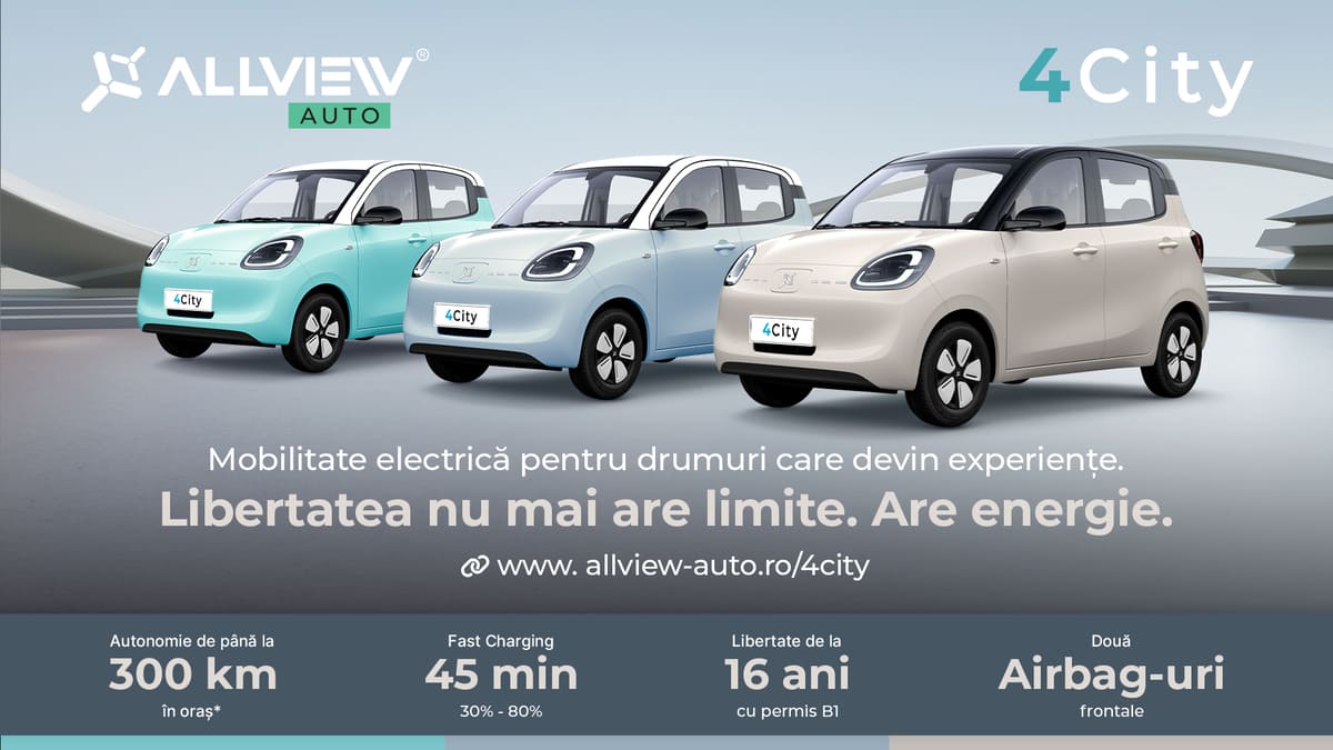 Lansare Allview 4City auto masini electrice romania 16 ani