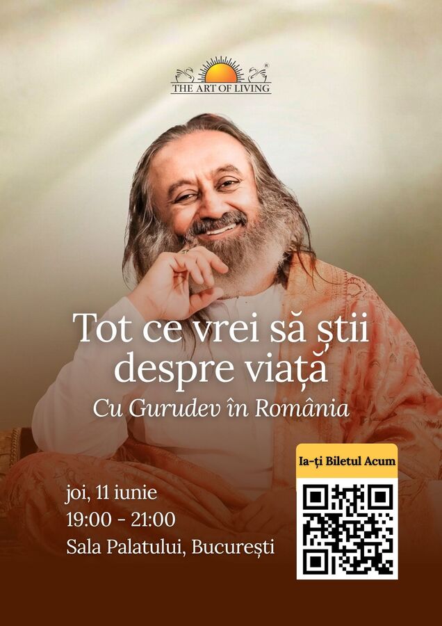 Sri Sri Ravi Shankar vine pentru prima oară în România, la Sala Palatului