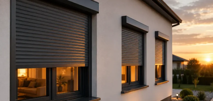 Locuință modernă echipată cu rulouri exterioare care oferă protecție solară, izolare termică și siguranță sporită