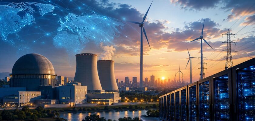 Centrală nucleară și centru de date care susțin dezvoltarea inteligenței artificiale