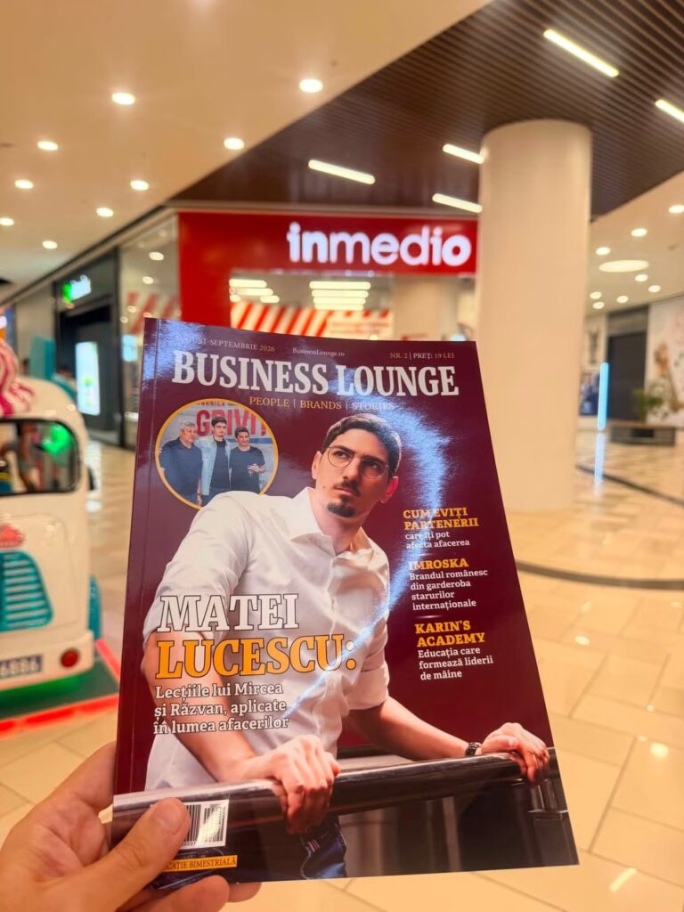 revista Business Lounge Din 10 august, ediția august-septembrie a revistei Business Lounge, ediția nr. 2, cu Matei Lucescu pe copertă, este disponibilă în rețeaua InMedio